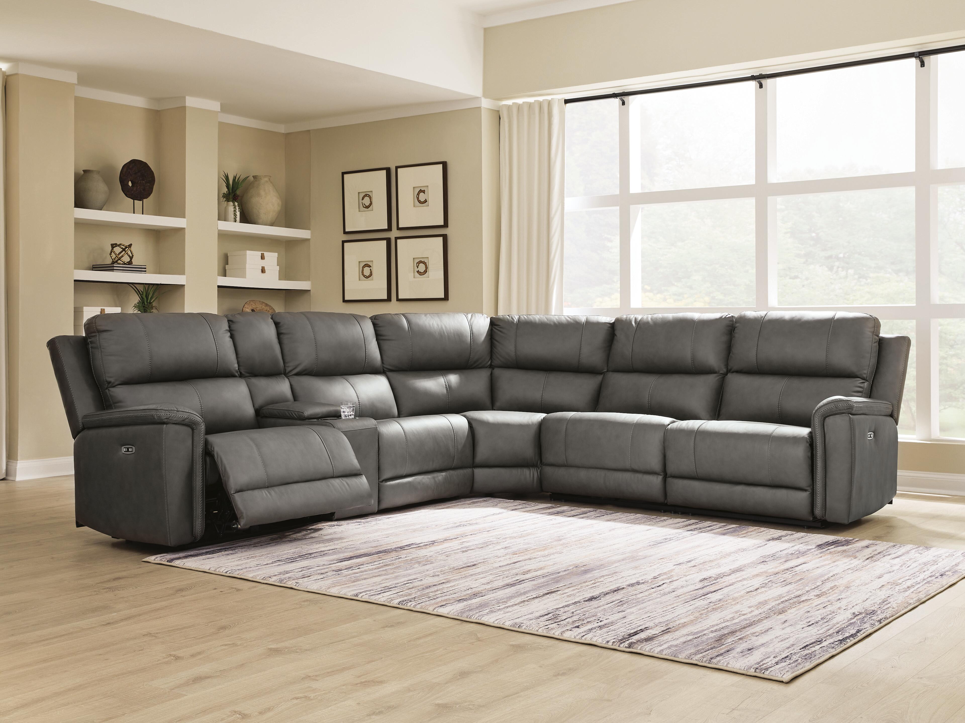 Bleckley 6-Piece Power Reclining Sectional in Anchor Leather