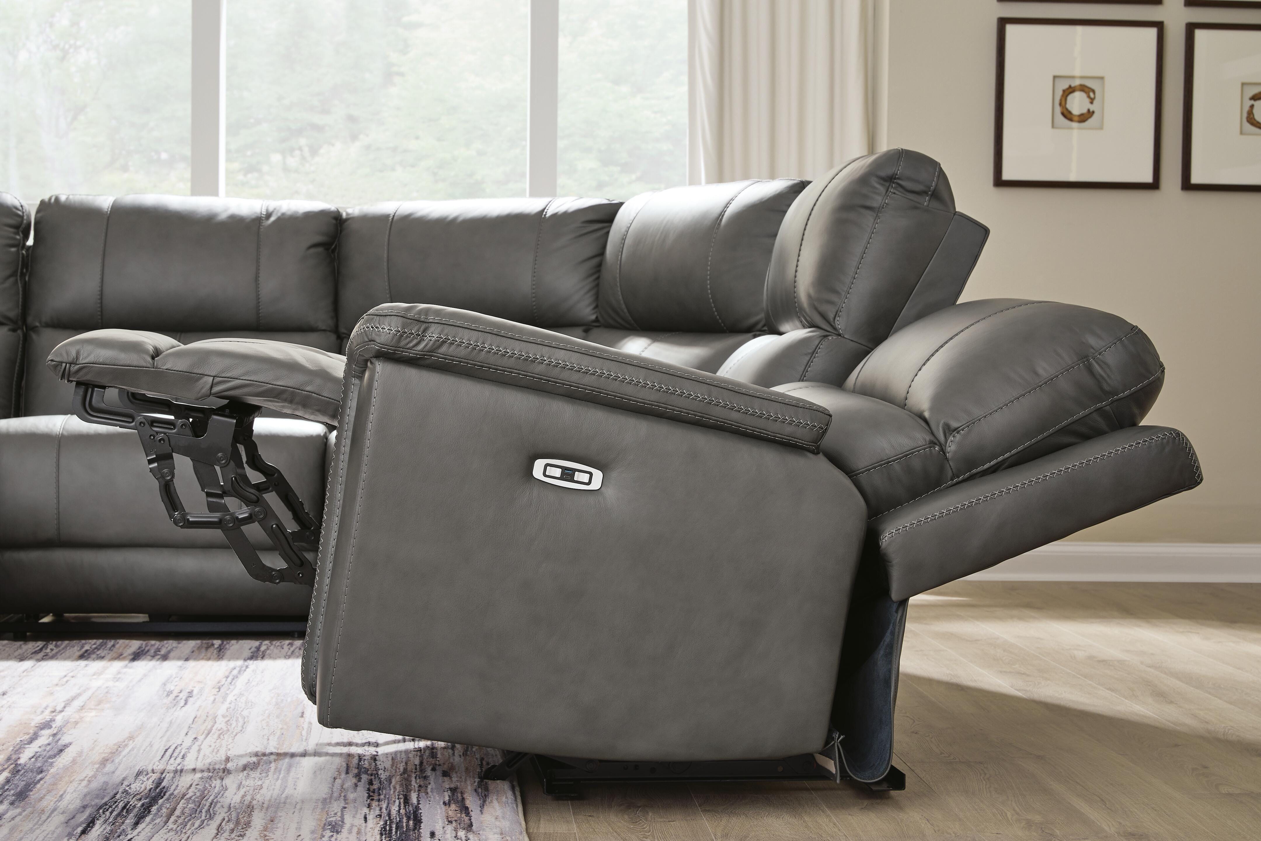 Bleckley 5-Piece Power Reclining Sectional in Anchor Leather