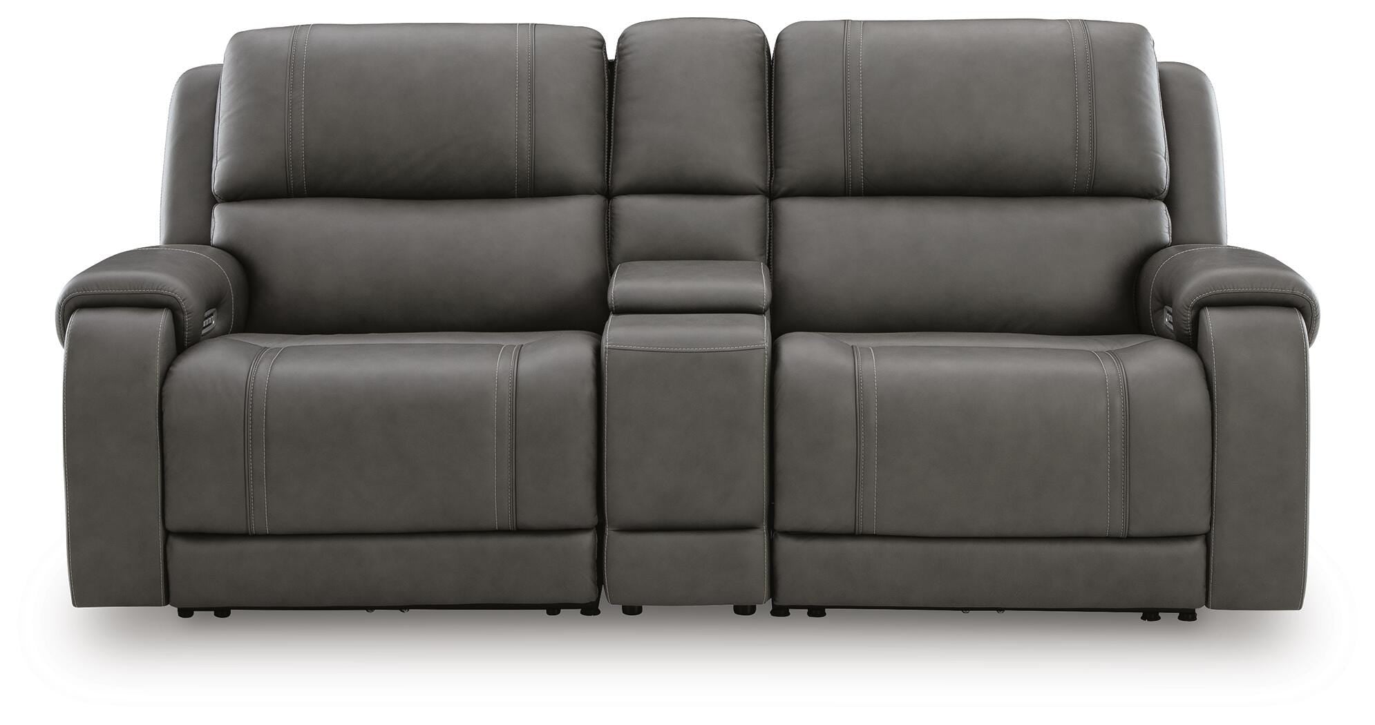 5Z - Pittson 3-Piece Power Reclining Sectional Loveseat with Console in Anchor Leather