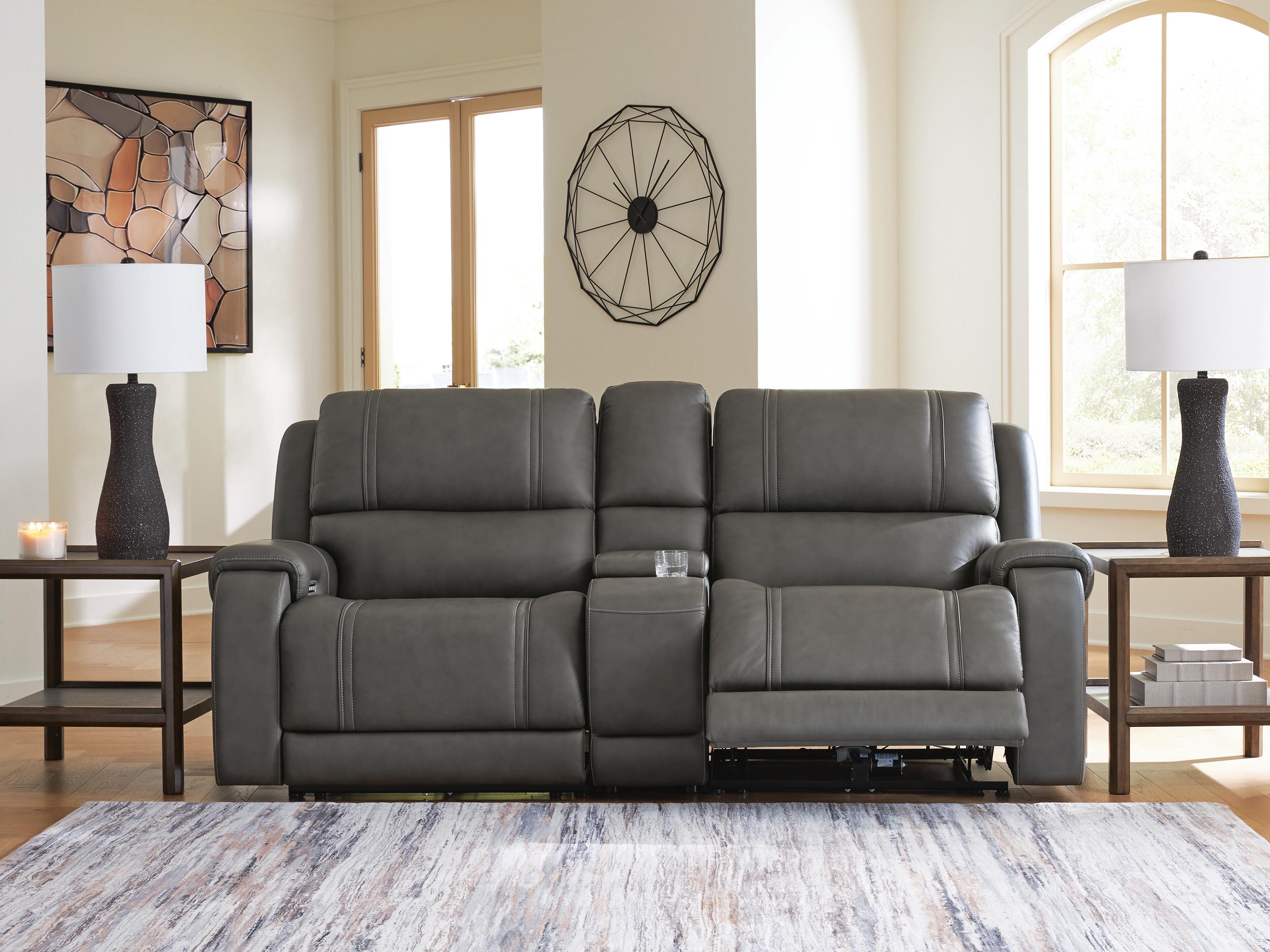 5Z - Pittson 3-Piece Power Reclining Sectional Loveseat with Console in Anchor Leather