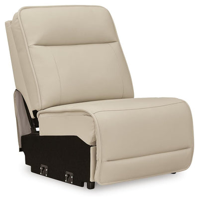 Double Deal 5-Piece Reclining Sectional with Console in Almond Leather