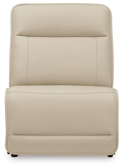 Double Deal 7-Piece Reclining Sectional with 2 Consoles in Almond Leather