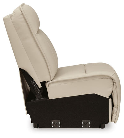 Double Deal 4-Piece Reclining Sectional in Almond Leather