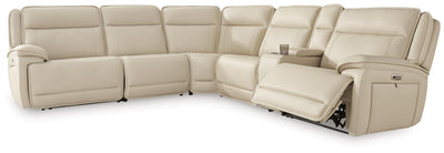 Double Deal 6-Piece Power Reclining Sectional in Almond Leather