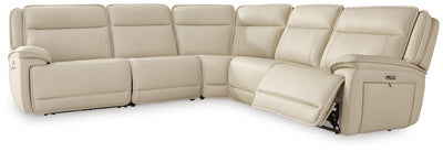 Double Deal 5-Piece Power Reclining Sectional in Almond Leather