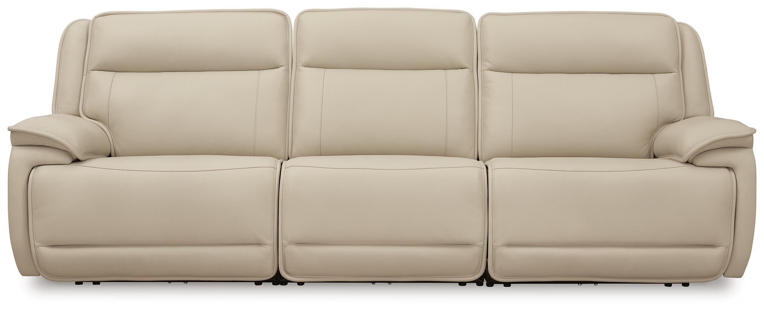 Double Deal 3-Piece Power Reclining Sofa Sectional in Almond Leather