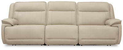 Double Deal 3-Piece Power Reclining Sofa Sectional in Almond Leather