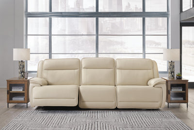 Double Deal 3-Piece Power Reclining Sofa Sectional in Almond Leather