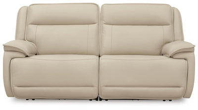 Double Deal 2-Piece Power Reclining Loveseat Sectional in Almond Leather