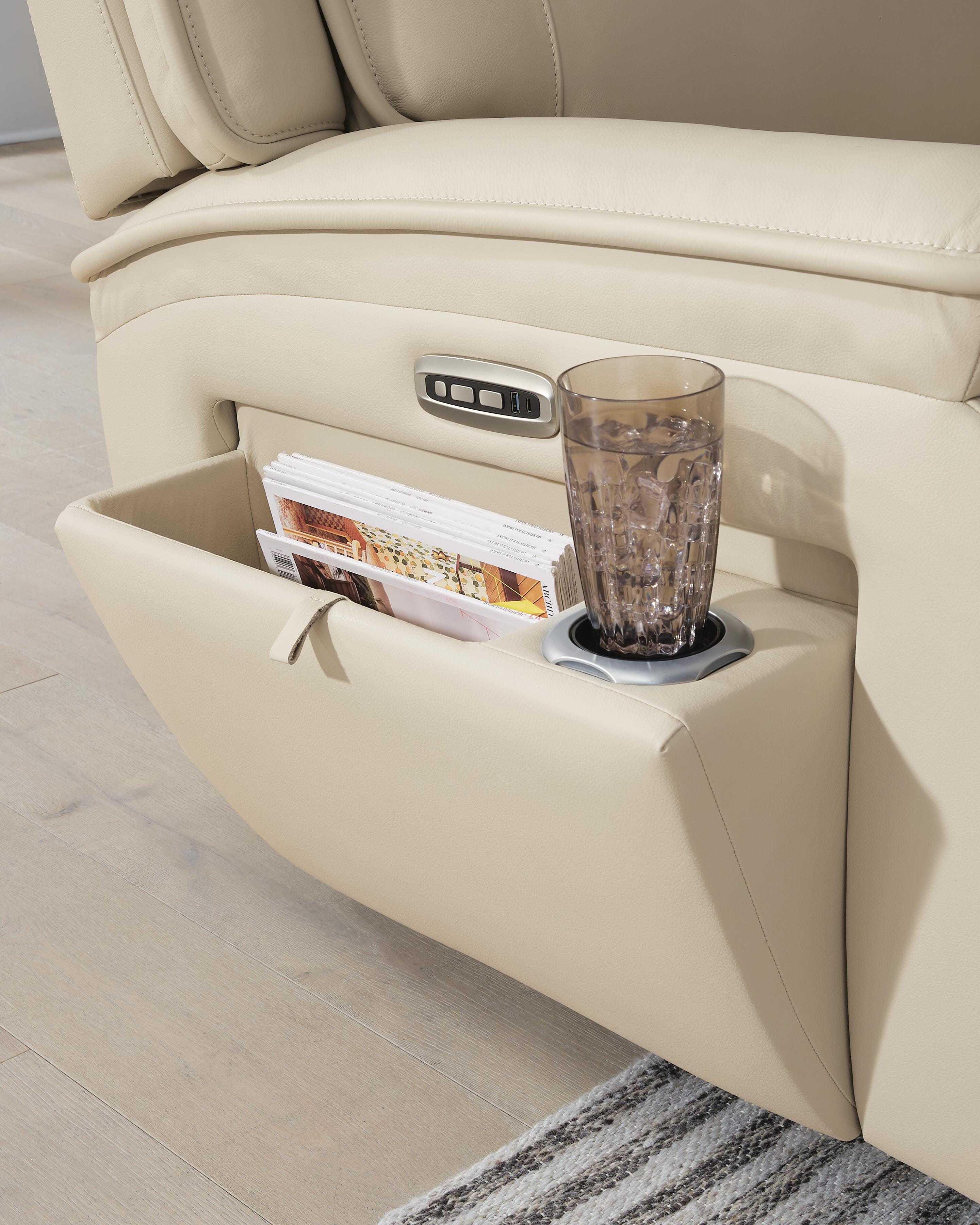 Double Deal 6-Piece Power Reclining Sectional in Almond Leather
