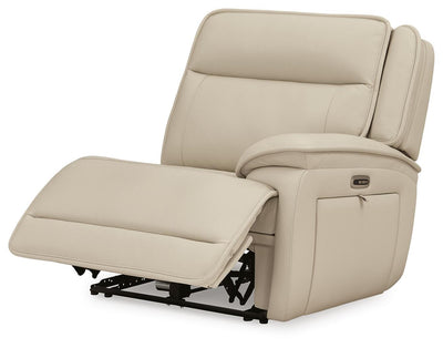 Double Deal 4-Piece Reclining Sectional in Almond Leather