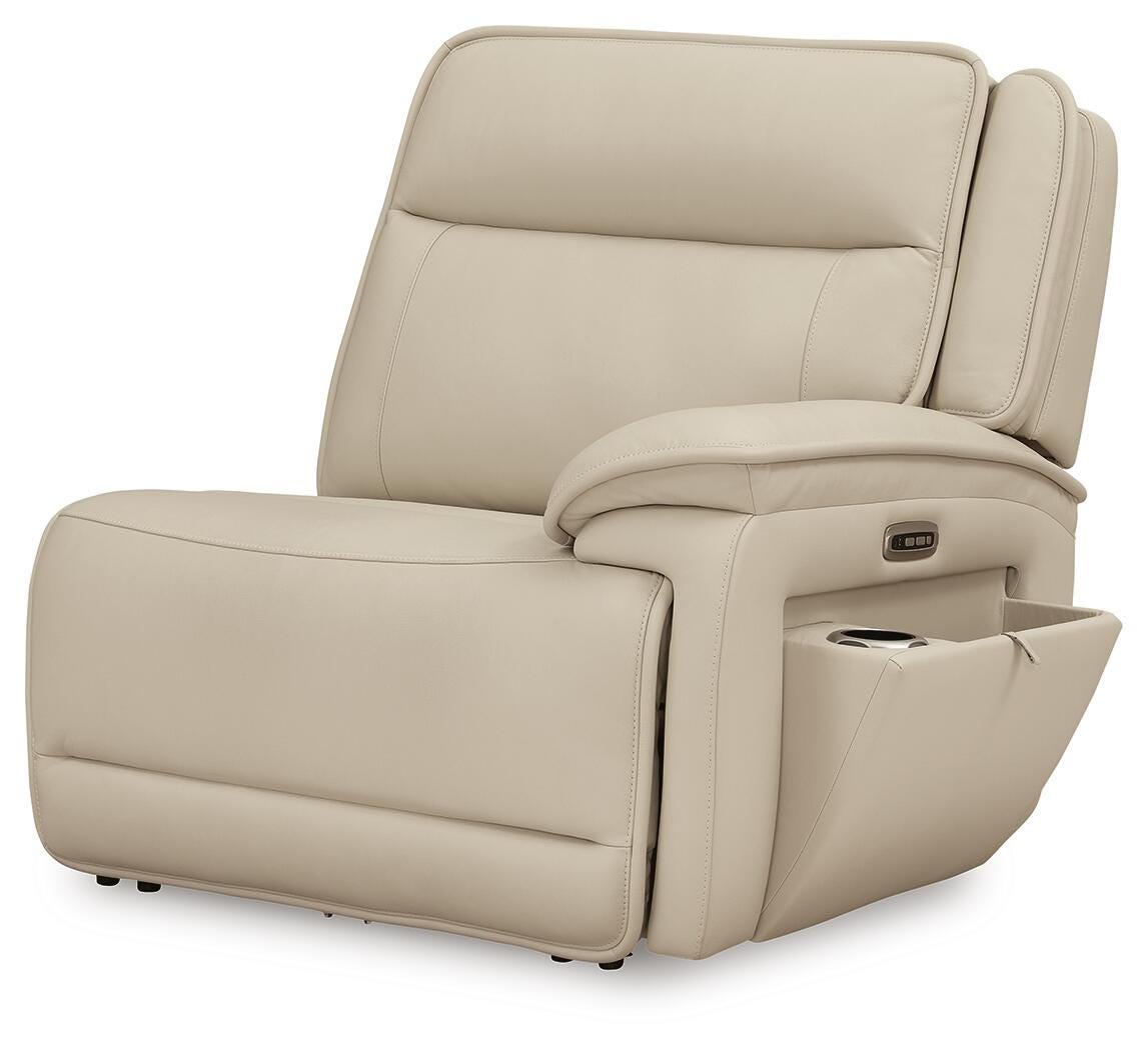 Double Deal 4-Piece Reclining Sectional in Almond Leather