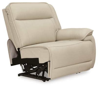 Double Deal 3-Piece Power Reclining Loveseat Sectional with Console in Almond Leather