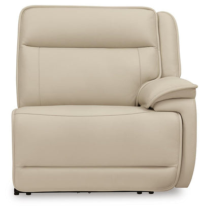 Double Deal 3-Piece Power Reclining Loveseat Sectional with Console in Almond Leather