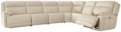 Double Deal 6-Piece Reclining Sectional in Almond Leather