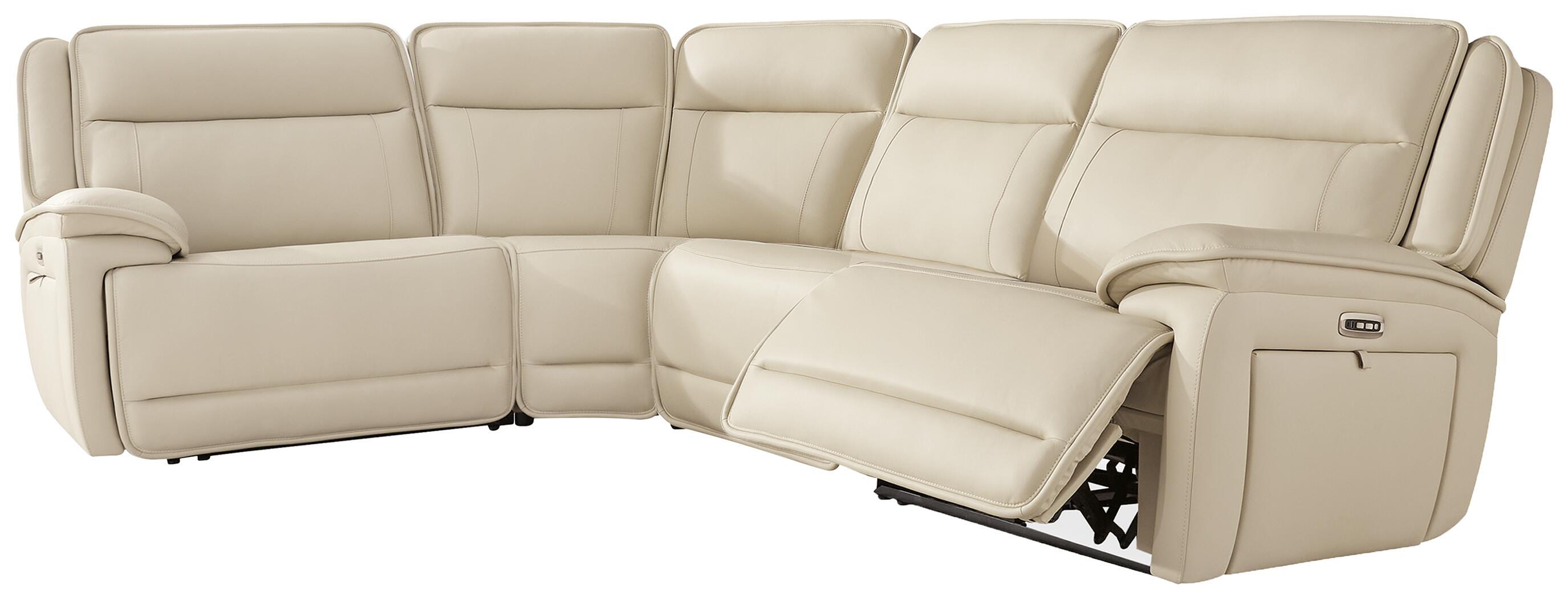 Double Deal 4-Piece Reclining Sectional in Almond Leather