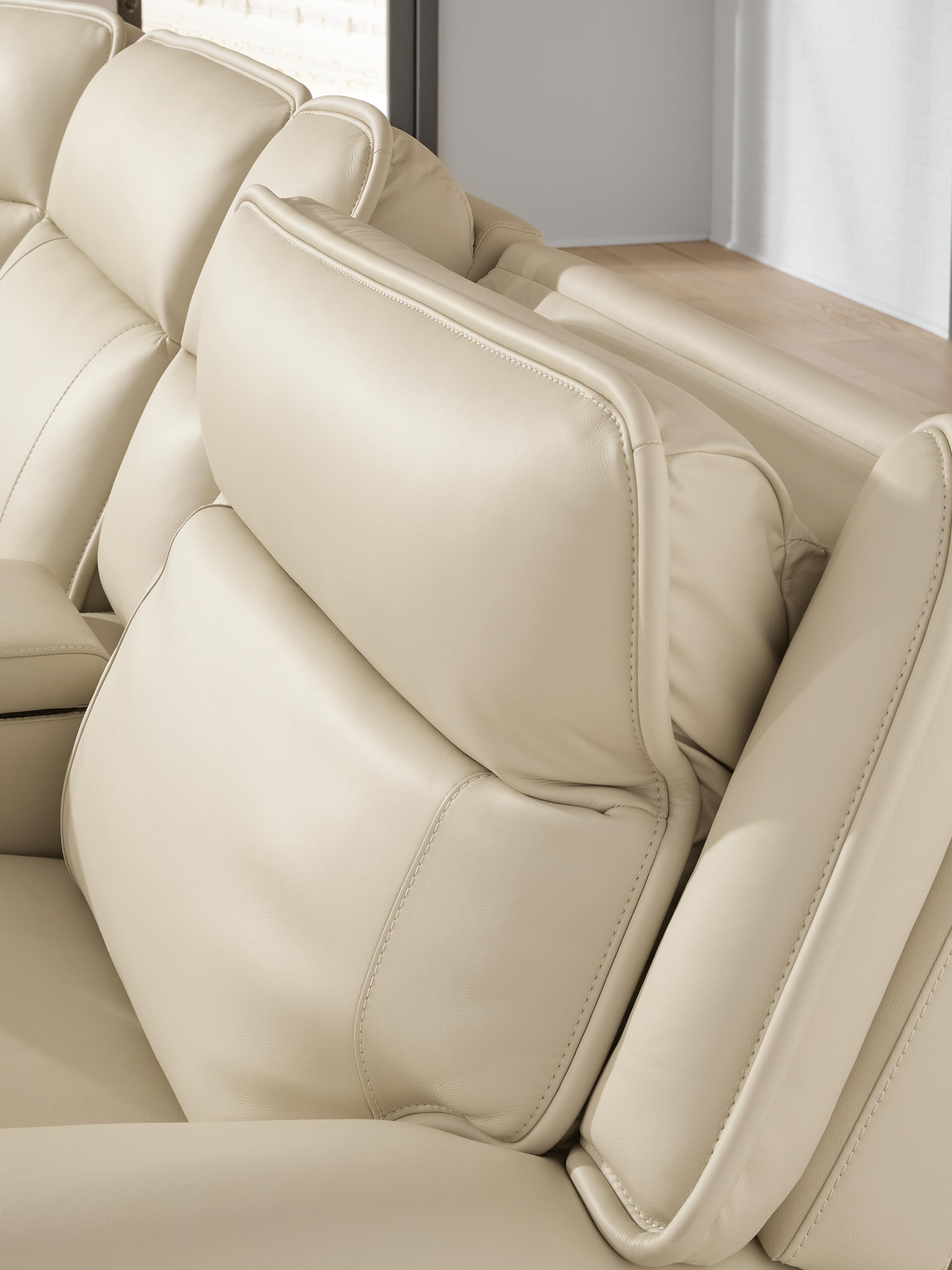 Double Deal 6-Piece Power Reclining Sectional in Almond Leather