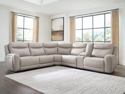 Gravier 6-Piece Power Reclining Sectional with Storage Console in Gray