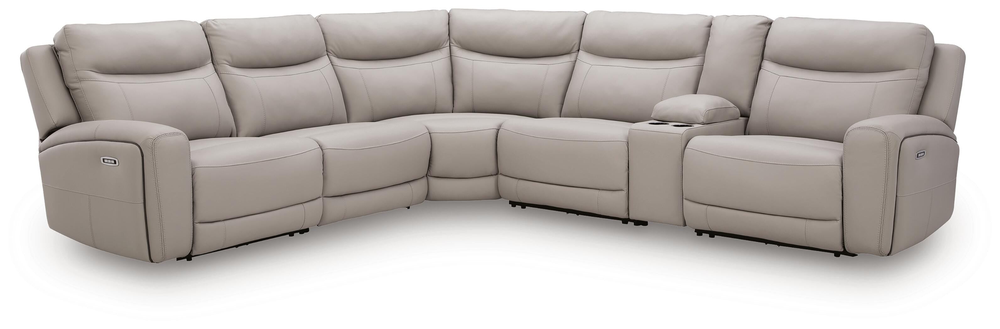 Gravier 6-Piece Power Reclining Sectional with Storage Console in Gray