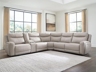 Gravier 6-Piece Power Reclining Sectional with Storage Console in Gray