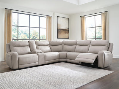 Gravier 6-Piece Power Reclining Sectional with Storage Console in Gray