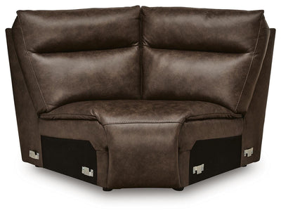 ModZ 6-Piece Power Reclining Sectional with Audio Console in Chocolate