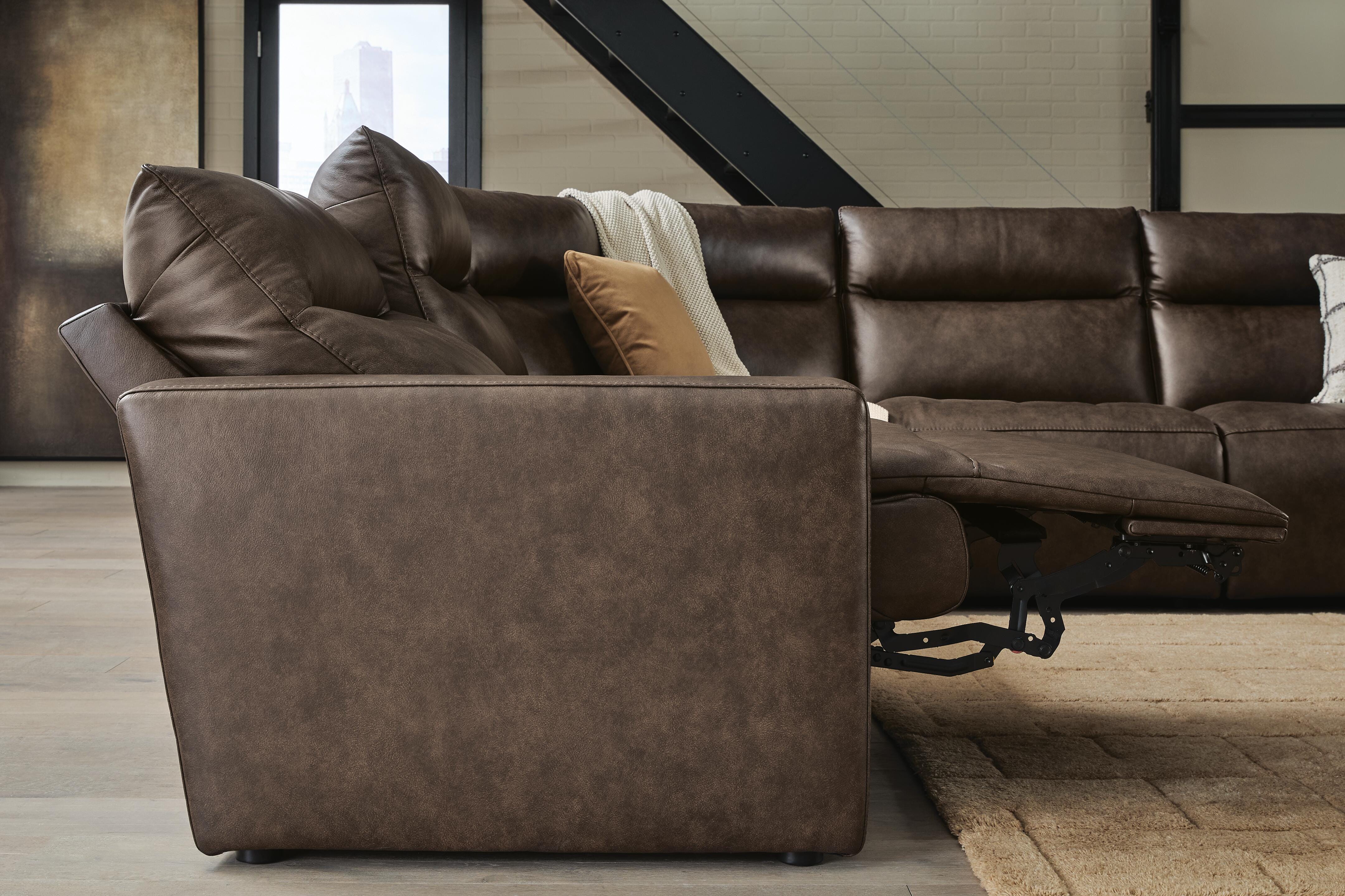 ModZ 7-Piece Power Reclining Sectional w/ Audio Consoles in Chocolate
