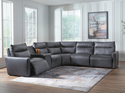 ModZ 6-Piece Power Reclining Sectional with Audio Console in Blue