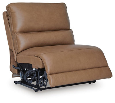 DeepWakes 5-Piece Reclining Sectional with Storage Consoles in Caramel Leather