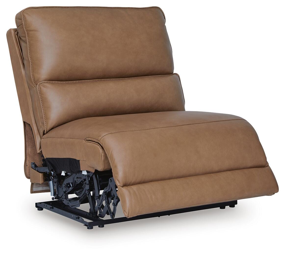 DeepWakes 6-Piece RAF Chaise Reclining Sectional in Caramel Leather