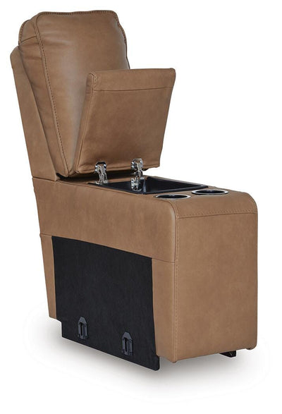 DeepWakes 6-Piece Reclining Sectional with Storage Console in Caramel Leather