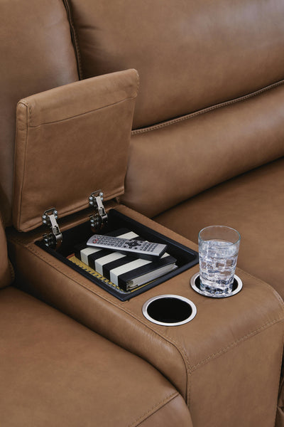 DeepWakes 6-Piece Power Reclining Sectional in Caramel Leather