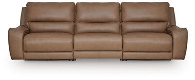 DeepWakes 3-Piece Power Reclining Sectional Sofa in Caramel Leather