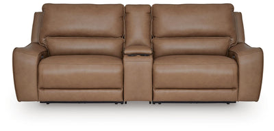 DeepWakes 3-Piece Power Reclining Sectional in Caramel Leather