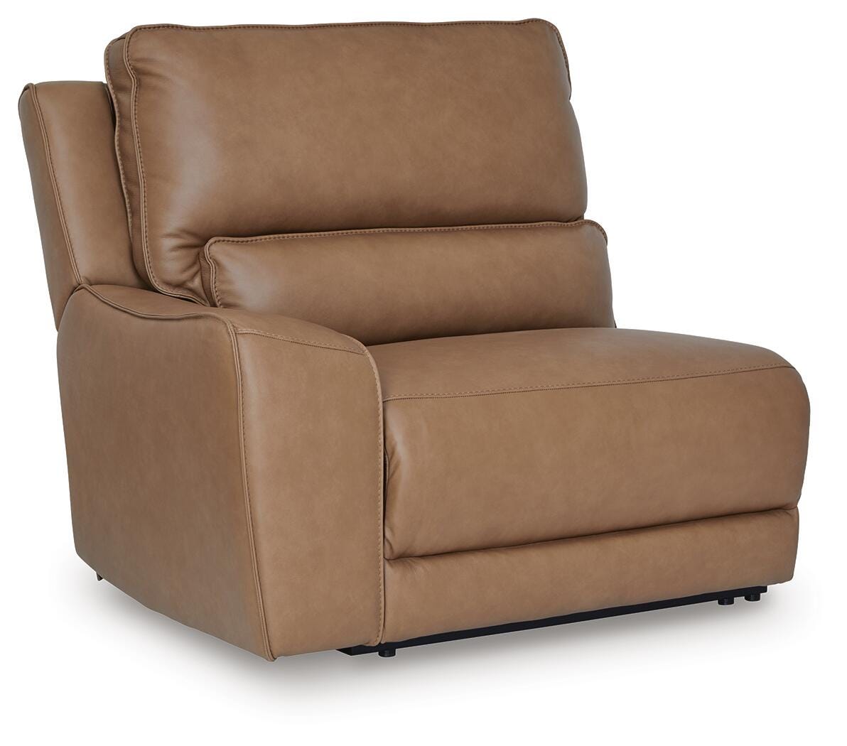 DeepWakes 5-Piece Reclining Sectional with Storage Consoles in Caramel Leather