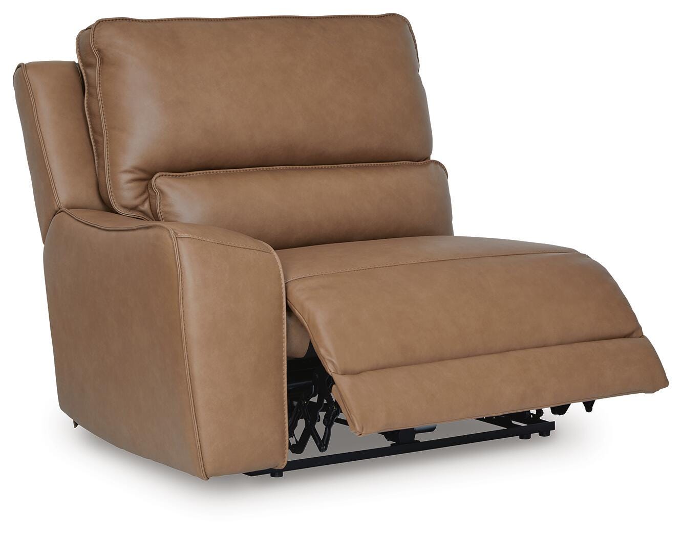 DeepWakes 7-Piece RAF Chaise Reclining Sectional and Storage Consoles in Caramel Leather