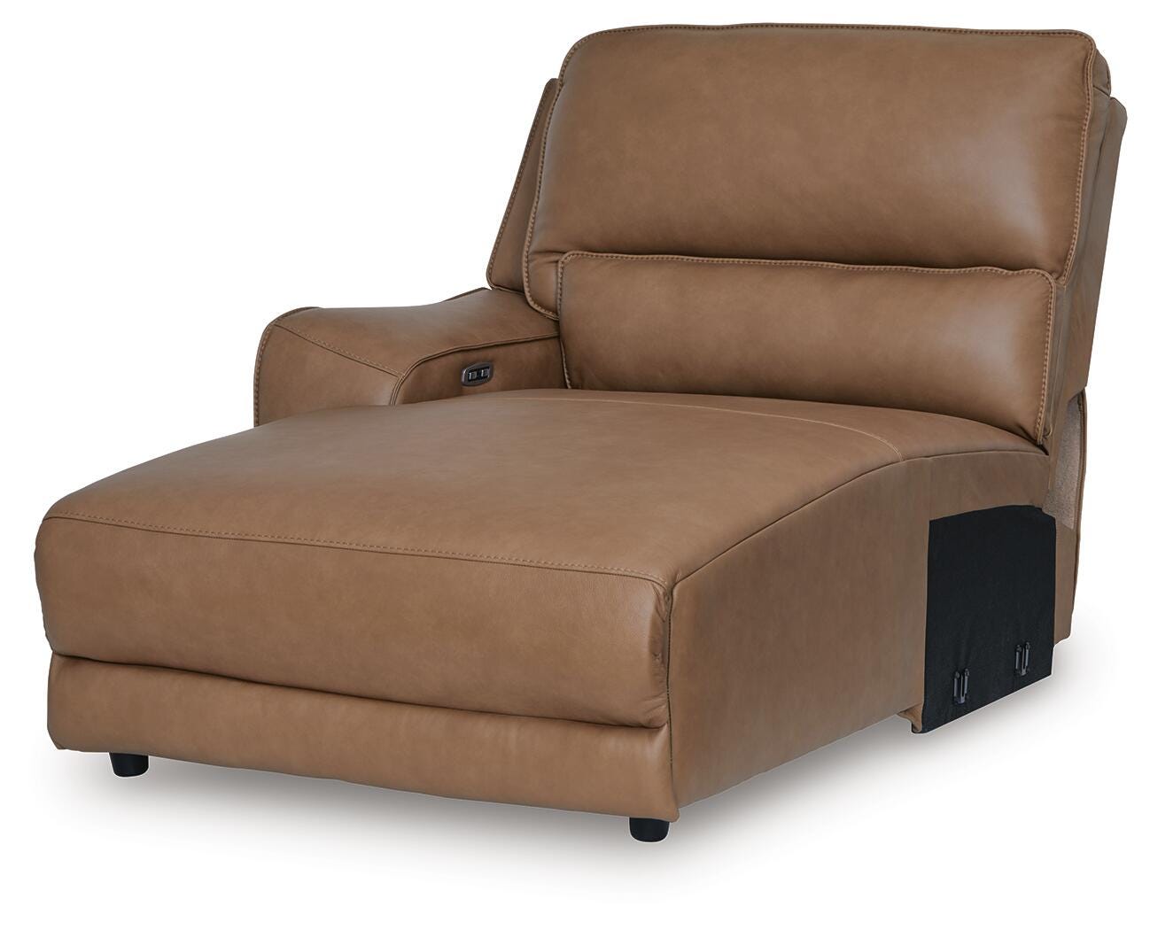 DeepWakes 4-Piece Reclining Sectional with Double Chaise in Caramel Leather