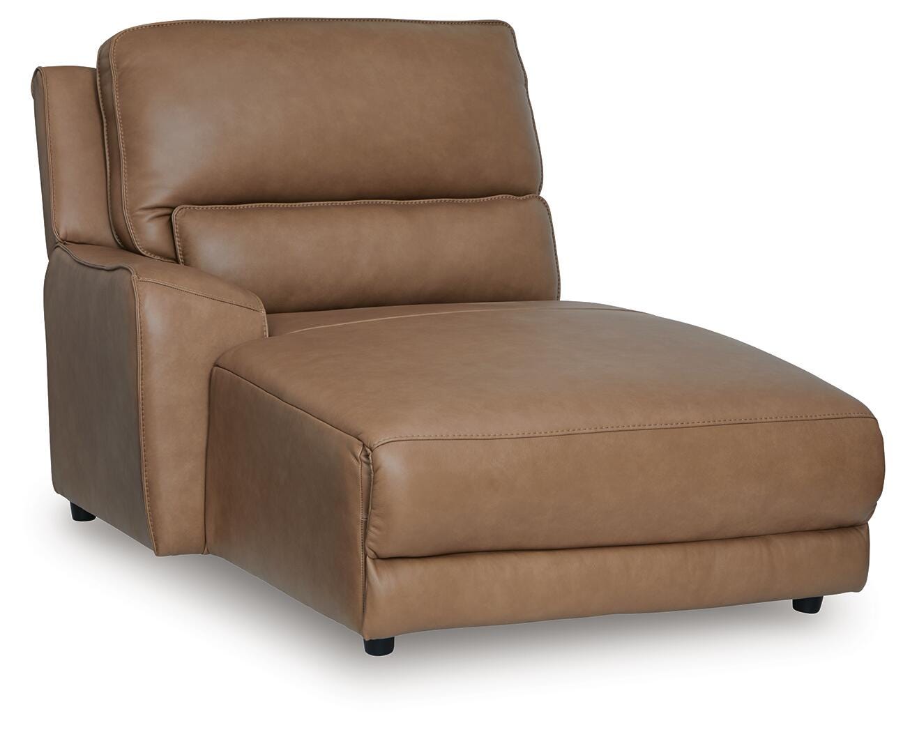 DeepWakes 5-Piece Reclining Sectional with Double Chaise and Storage Consoles in Caramel Leather