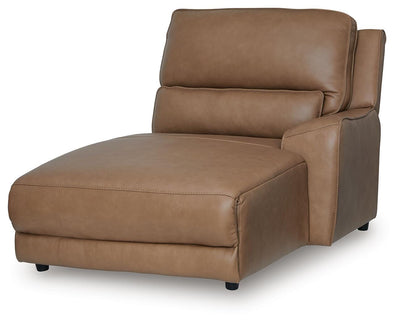 DeepWakes 6-Piece RAF Chaise Power Reclining Sectional in Caramel Leather