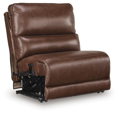 DeepWakes 7-Piece RAF Chaise Reclining Sectional and Storage Consoles in Canyon Leather
