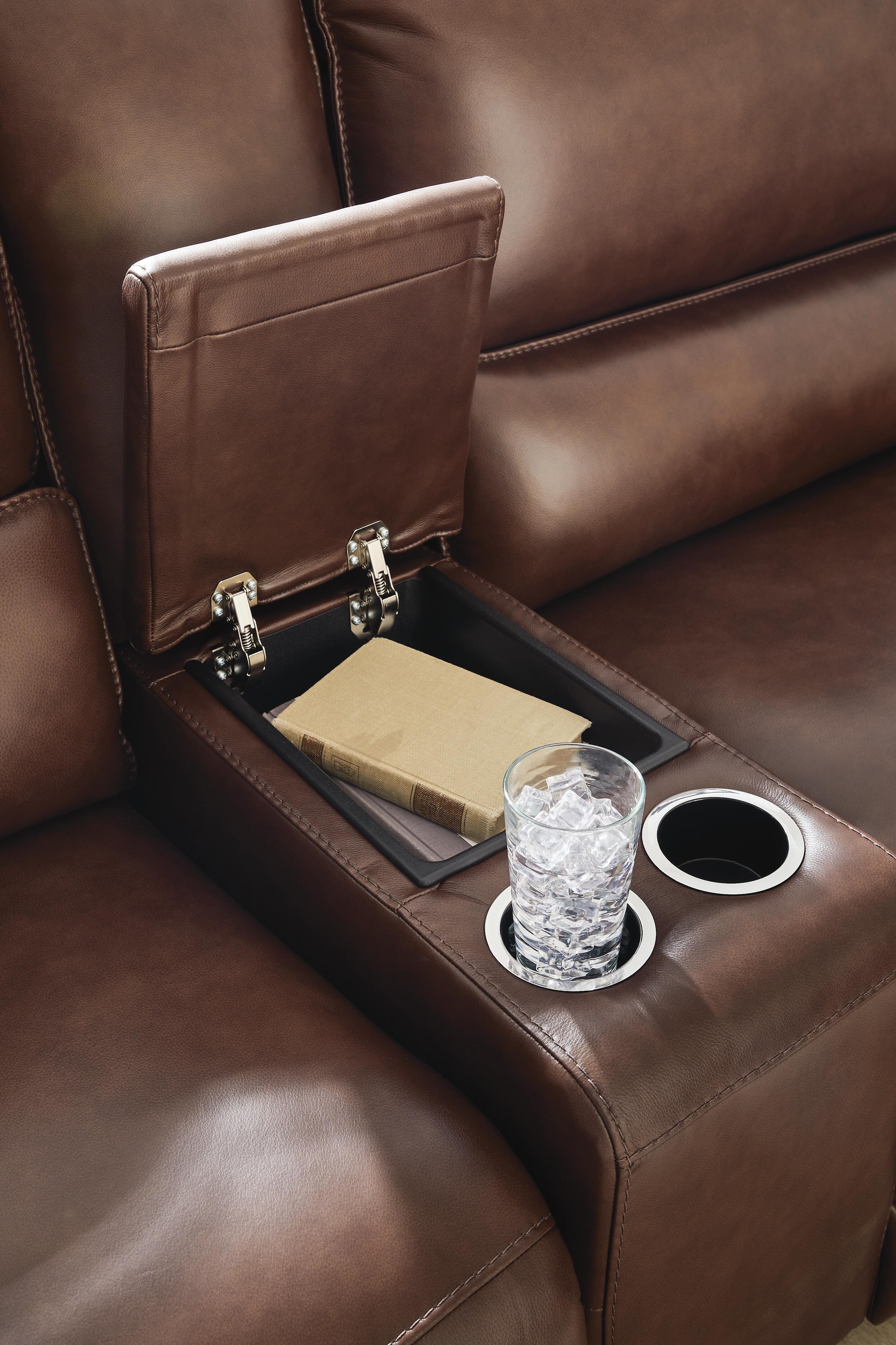 DeepWakes 6-Piece RAF Chaise Power Reclining Sectional in Canyon Leather