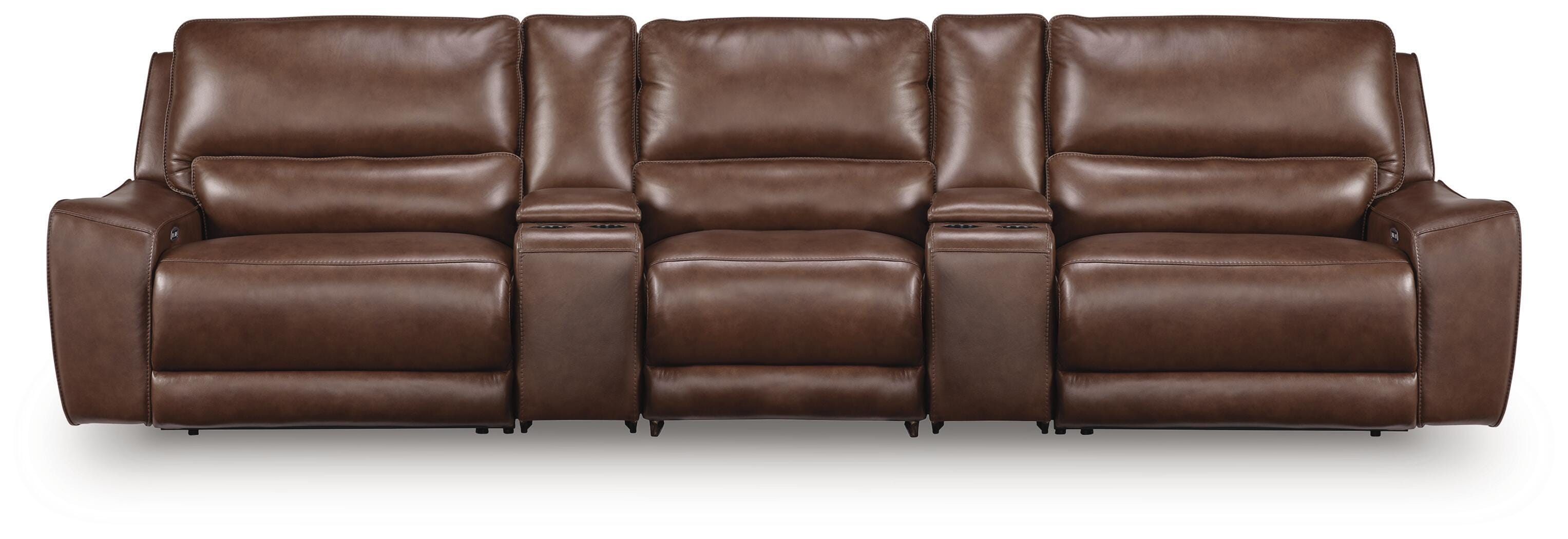 DeepWakes 5-Piece Power Reclining Sectional in Canyon Leather