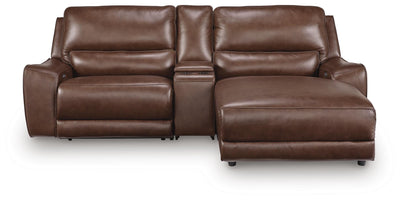 DeepWakes 3-Piece RAF Chaise Power Reclining Sectional in Canyon Leather