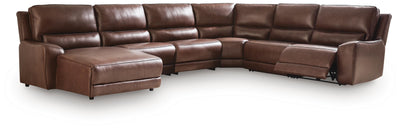 DeepWakes 6-Piece LAF Chaise Reclining Sectional in Canyon Leather