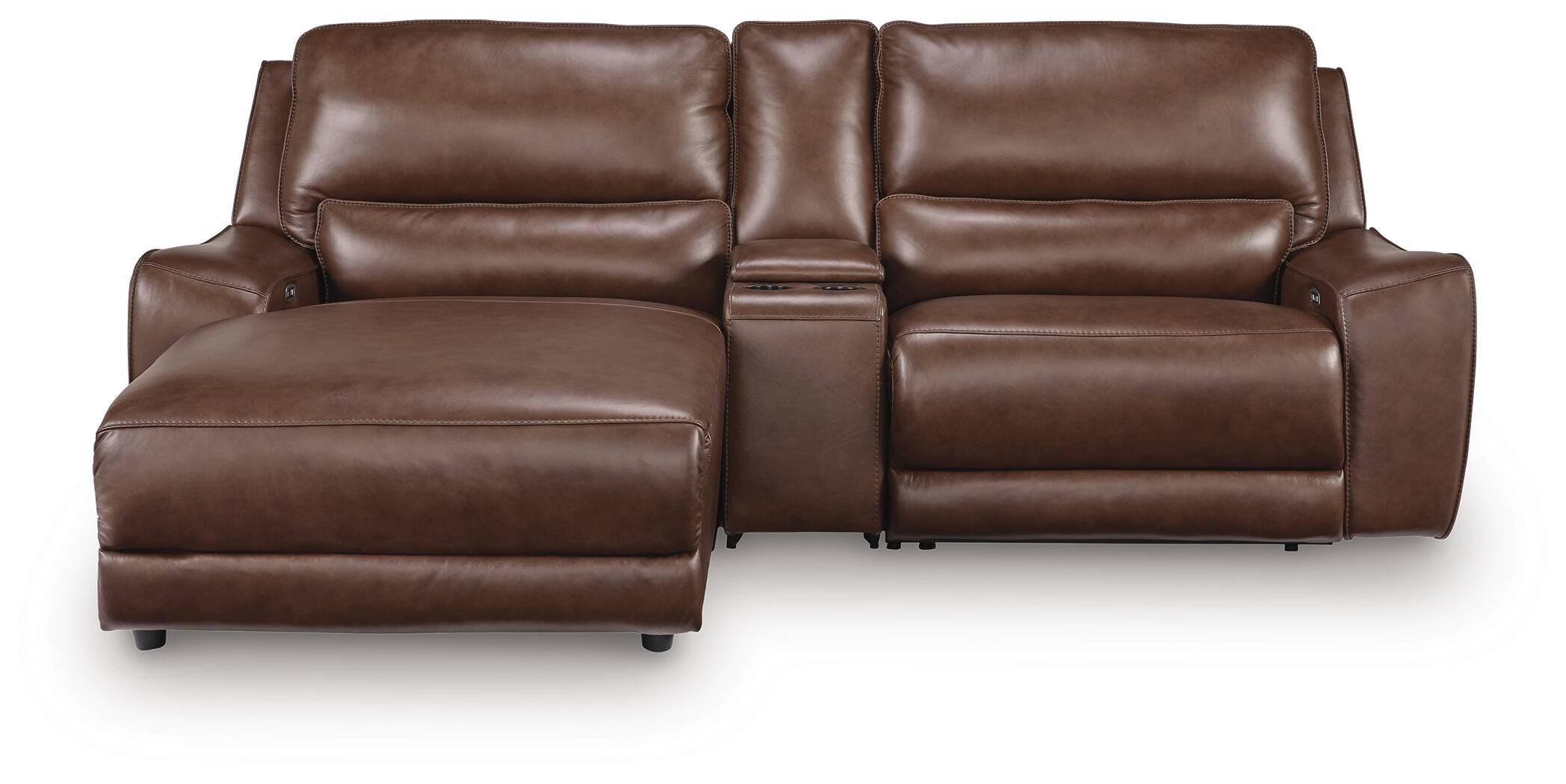 DeepWakes 3-Piece LAF Chaise Power Reclining Sectional in Canyon Leather