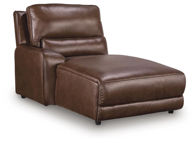 DeepWakes 7-Piece LAF Chaise Reclining Sectional and Storage Consoles in Canyon Leather