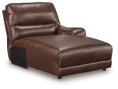 DeepWakes 4-Piece Reclining Sectional with Double Chaise in Canyon Leather