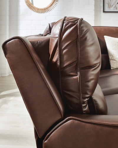 DeepWakes 7-Piece LAF Chaise Reclining Sectional and Storage Consoles in Canyon Leather