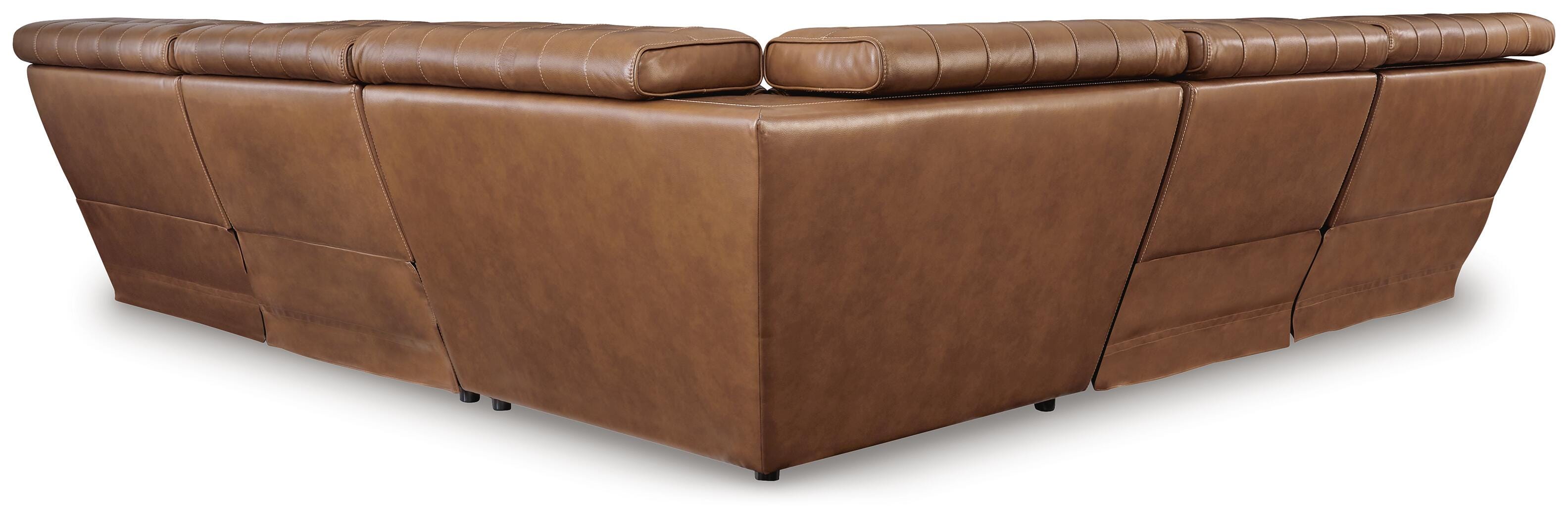 Temmpton 5-Piece Power Reclining Sectional in Chocolate Leather