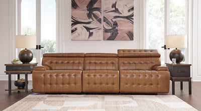 Temmpton 3-Piece Power Reclining Sectional Sofa in Chocolate Leather